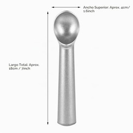 FTVOGUE Cuchara de Helado Antiadherente Antiadherente de Metal Portátil, Herramienta de Cocina (Plata Brillante)
