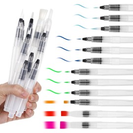 12 Pcs Watercolor Brush Pens, Refillable Water Color Brushes Pen Set Premium Leakproof Watercolor Paint Pens for Waters Color Painting Artists Calligraphy