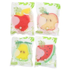 Healvian 4pcs Boy Girl Fruit Shaped Bath Balls Pu Sponge Bath Accessories for Boys and Girls Fun and Attractive Exfoliating Shower Balls for Home Bathing Fun