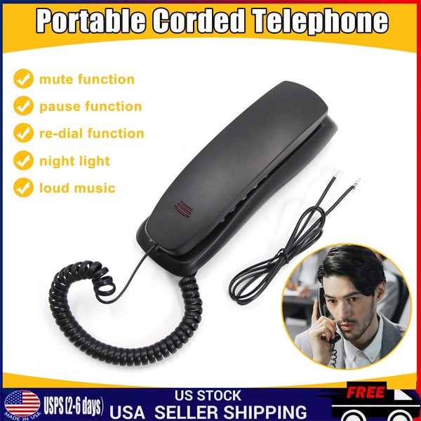 Desktop Corded Landline Phone Fixed Telephone Wall Mountable Home Office