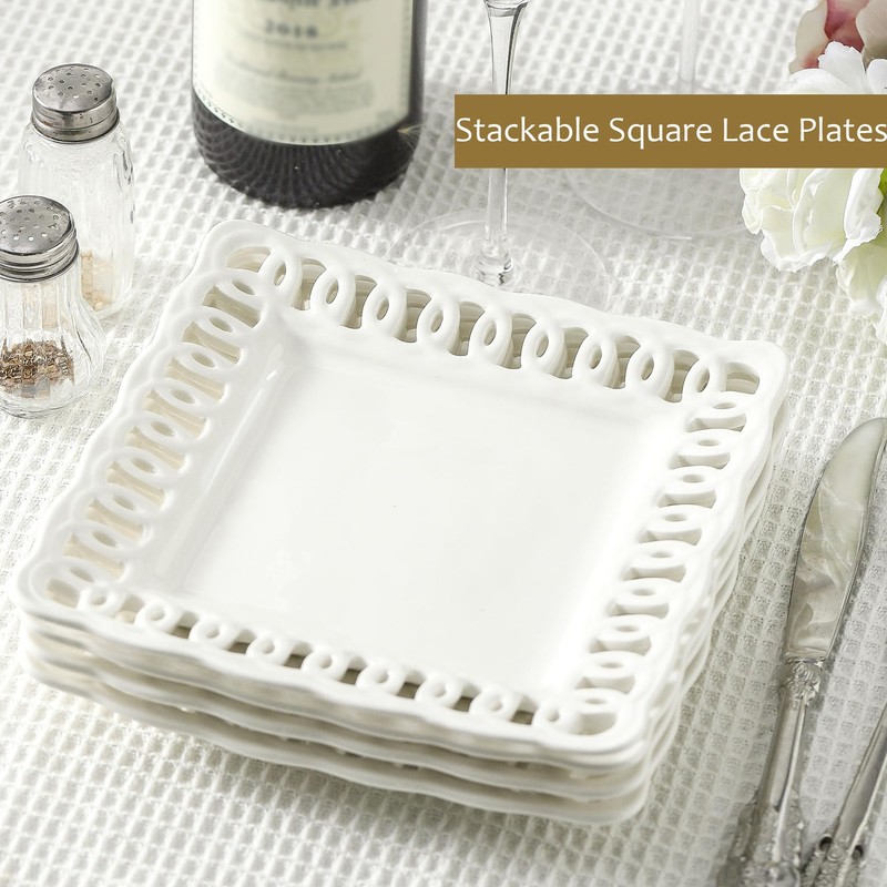 Ceramic Square Dinner Plates, 11 inch Square Serving Plate Set