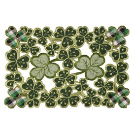 Simhomsen Embroidered Irish Clover Table Placemats for St. Patrick’s Day, Spring Shamrock Decorations (13 x 19 inches Set of 4)