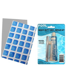 Ultra Frame Pool Liner Repair Kit | Durable Vinyl Glue with Option of Glue-Down or Peel-and-Stick Blue Pool Print Patches for Reliable Repairs Blue