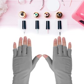 Guantes de Protección UV para Manicura, Guantes anti UV para Lámpara de Uñas Protegen las Manos de la Luz UV Guante para el Cuidado de la Piel de Arte de Uñas(Gris)
