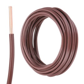 sourcing map 25 Feet Electrical Wire Insulated Solid Copper 14 AWG Hook Up Wire Cable THHN Wire Residential, Industrial, Grounding, Electrical Rated for 600 Volts,UL listed,Brown