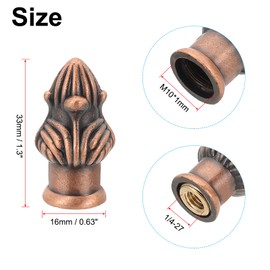 PATIKIL 33 x 16mm Lamp Finials Caps Knob, 2 Set Solid Lamp Shade Top Decoration Screw Cap Nuts with Brass Reducing Adapter for Table Lamps Floor Lamps, Red Bronze