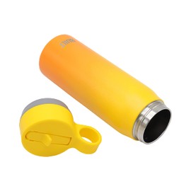 BUILT 20 Ounces Wide Mouth Cascade Double Wall Vacuum Insulated Stainless Steel Bottle with Straw Lid, Citrus Sunrise Yellow and Orange Ombre