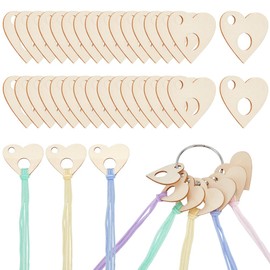 BENECREAT 80pcs Thread Drops Wooden Thread Drop Heart Floss Drop with Rings for Thread Storage, Spooling, Thread Classification, Embroidery Thread, Crochet Accessories, Sorting Thread Materials,