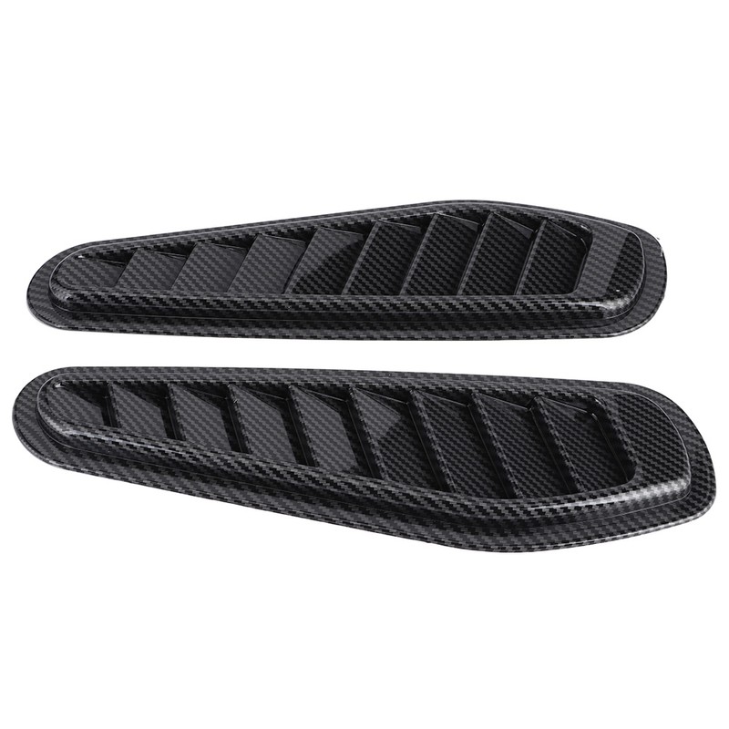 2pcs Carbon Fiber Style Car Air Flow Intake Decorative Scoop