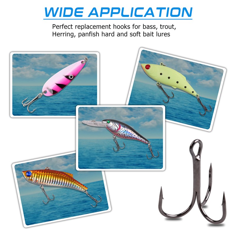 Fishing Treble Hooks - 120pcs Sharp Red Treble Fishing Hooks