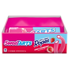 SweeTARTS Ropes, Candy, Tangy Strawberry, Soft and Chewy, 3.5 oz (Pack of 12)