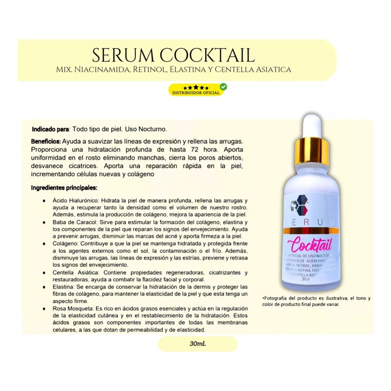 Bena Belleza Natural Suero Colágeno Niacinamida Hialurónico Retinol Elastina 30ml