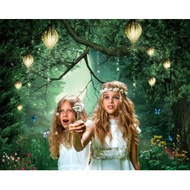 Fairy Tale Forest Backdrop Spring Green Enchanted Forest Garden Birthday Party Photography Background Wonderland Mushroom Jungle Kids Newborn Girls Princess Baby Shower Banner Banner 10x8ft