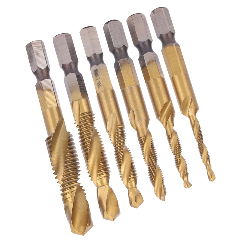 6pcs Screw Tap Drill Bits Kit 6542 High Speed Steel