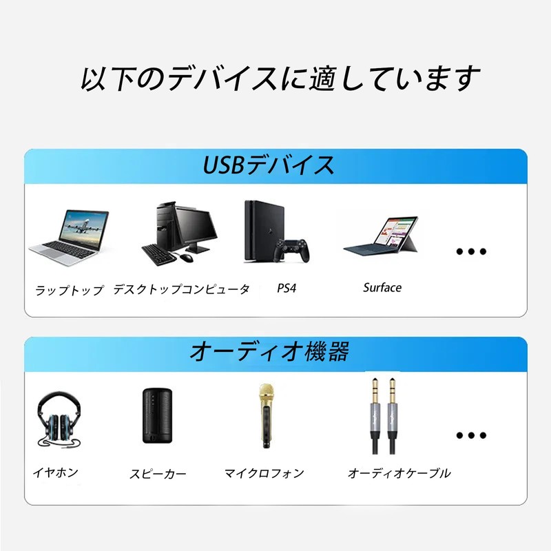 USB Audio Converter Adapter External Sound Card Dual TRS 3