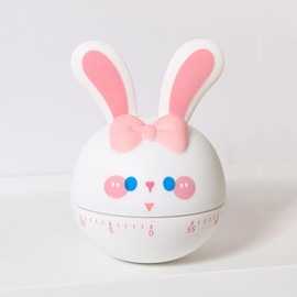 Ranvi Cute Rabbit Tumbler Kitchen Timer, 60 Minutes Mechanical, No Batteries Required (White)