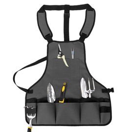 YOCZOX Garden Tool Apron, Waterproof Oxford Cloth Work Apron, Adjustable & Shoulder Pads (Grey)