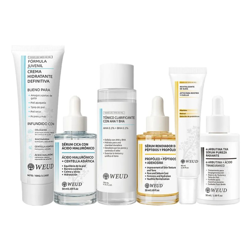 Kit Facial Coreano Reafirmante Hidratante Aclarante 6pzs
