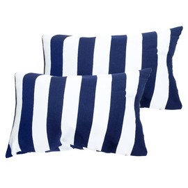 Leaveland Retro Navy Blue Stripe 12x20 Inch Set of 2 Cotton Polyester Square Throw Pillow Case Decorative Durable Cushion Slipcover Home Decor Sofa Porch Standard Size Accent Pillowcase Encasement