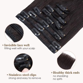 TESS Real Hair Extensions Clip-in Hair Extensions Standard Weft Grade 7A Long Straight Remy Human Hair 8 Wefts 18 Clips