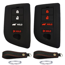 Silicone Smart Push Start Key Fob Cover Compatible with 2022 2023 Acura MDX KR5TP-2 RDX MDX Integra (4 Buttons, Black+Black with red)