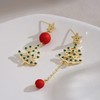Locrccl Snowflake Christmas Tree Tassel Asymmetric Earrings Star Smile Earrings