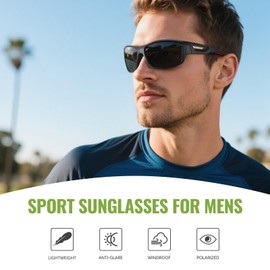 Myiaur Polarized Running Sunglasses for Men Women, Wrap Around Sunglasses with UV400 Protection for Sports Fishing Cycling