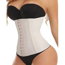 FLORATA Women's Waist Trainer Corset Tummy Control Body Shaper Waist Cincher Shapewear Beige