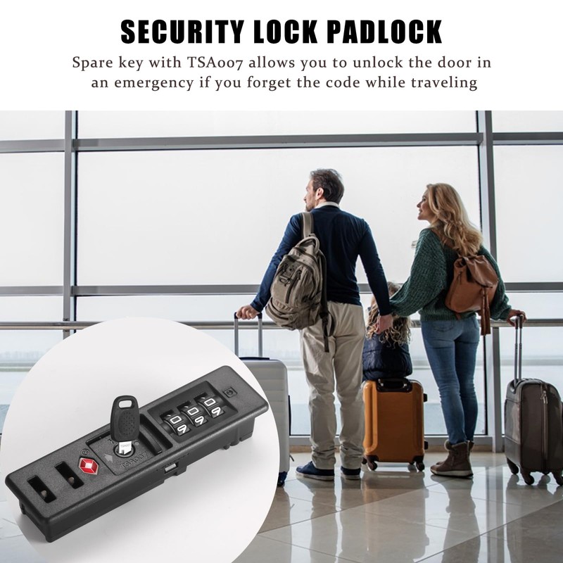 2 PCS TSA Certified Embedded T-S-A 007 Zipper Luggage Locks,