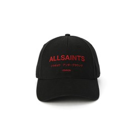 AllSaints Men's Underground Logo Washed Baseball Cap, Cotton Hat, Adjustable Strap, Curved Brim, Black