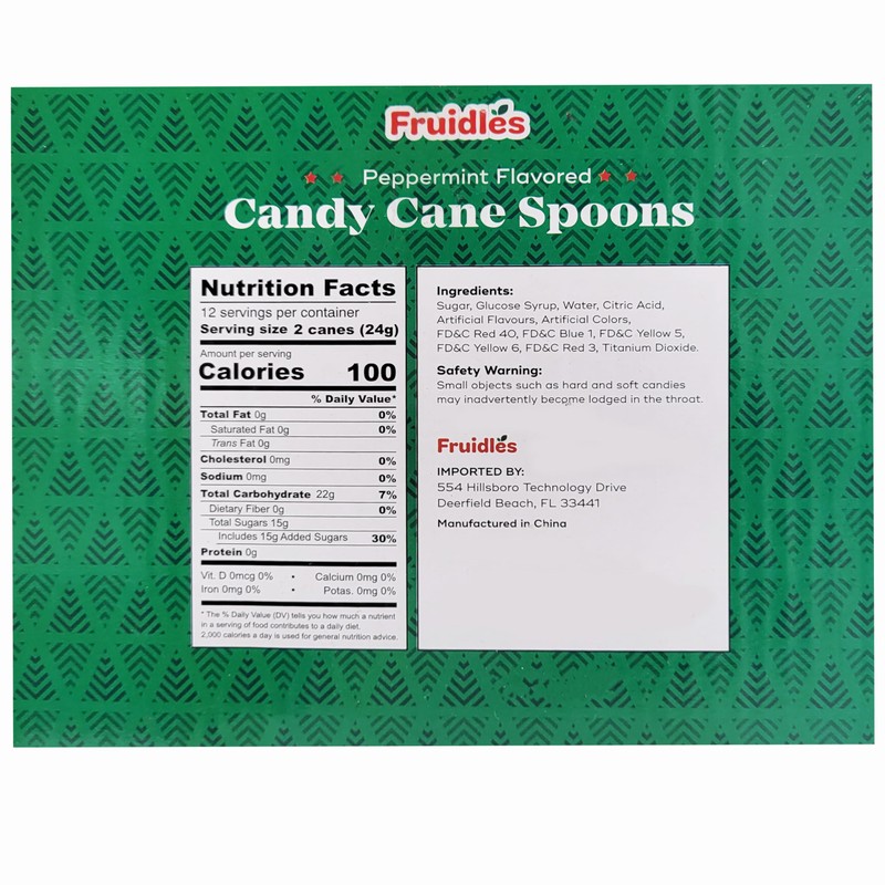 Fruidles Christmas Candy Canes Spoons Suckers, Peppermint Flavor in Box,