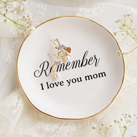 COLLECTIVE HOME - Ceramic Jewelry Tray, Gift for Sister Mom Daughter, Decorative Jewelry Dish for Rings Earrings Necklaces Bracelet Watch Keys (Remember I love you mom)