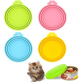 Tapas para Latas de Comida para Mascotas, 4 Pieces Tapas para Latas de Comida de Perros y Gatos, Tapa de Silicona sin Bpa Tapas Universales para Latas de Alimentost Tamaño