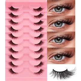 10 Paare Halbe Wimpern Cat-eye, 15mm Kurz Katzenauge Künstliche Wimpern Natürlich Look, 1/2 Ecke Falsche Wimpern Set, 3/4 Corner Wimpern(A02)