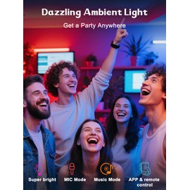 LED Strip Lights RGB Color Changing Dimmable with Remote and APP for TV Backlight, Bedroom, Cabinet Shelf Display, 4 Pre-Cut 1ft/4ft 48 LEDs