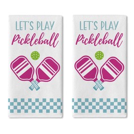 Croar Let's Play Pickleball Kitchen Dish Towels Set of 2, Sport Drying Hand