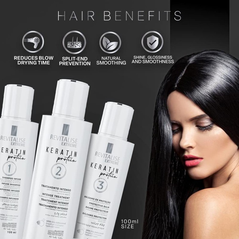 Revitalise Extreme Kit 3 Steps Keratin Protein Shampoo Treatment 100ML