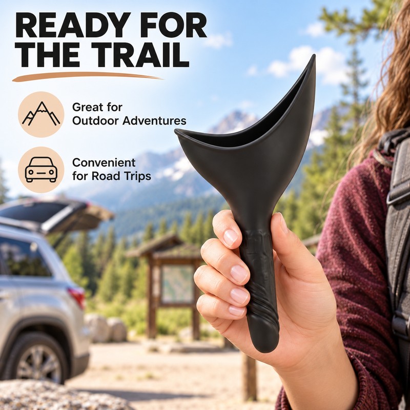 Female Urination Device for Standing Convenience – Black Portable Silicone