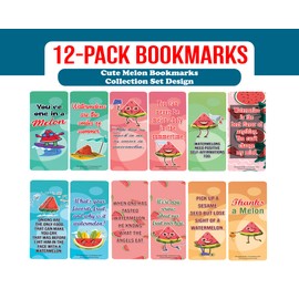 Creanoso Cute Melon Bookmarks (2-Sets X 6 Cards) – Daily Inspirational Card Set – Interesting Book Page Clippers – Great Gifts for Adults and Professionals