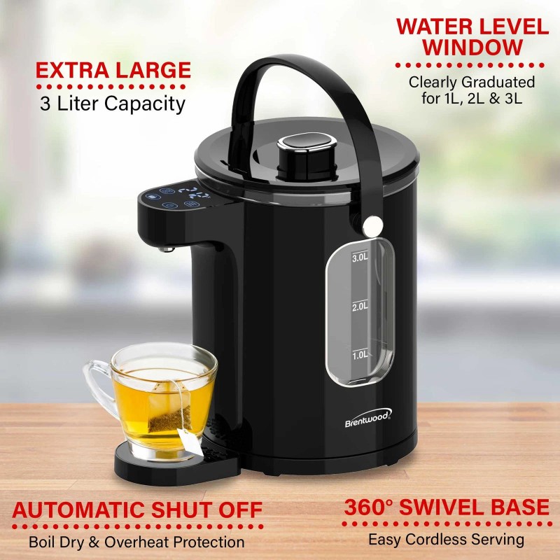 Brentwood KT-2230DBK 3-Liter 1100w Digital Glass Instant Hot Water Dispenser