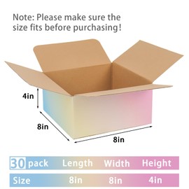 DEZIBOX Colorful Shipping Boxes Medium 8x8x4 Inches, 30 Pack Corrugated Cardboard Boxes for Packaging Small Business Mailing