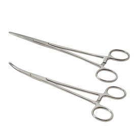 2 Pcs Locking Pliers Piercing Pliers, Self-Locking Fishing Forceps, Suturing Piercing Clamp with Powerful Serrated Jaw, Multipurpose Tweezers Pincers for DIY Crafting Pet Grooming (12.5cm)