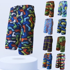 Men's Plus Size Swim Trunks: Trendy Printed Polyester Cropped Swimwear (Recommended for 50-80kg) Kg/Yk38668-2 Color 10ea