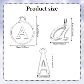 Neptniopllab Alphabet Letter Charms, 156 Pieces 3 Designs Abc Letter Charms for Bracelet A-z Letter Silver Charms Pendants with 200 Pieces Open Jump Rings for DIY Necklace Bracelet Jewelry Crafting
