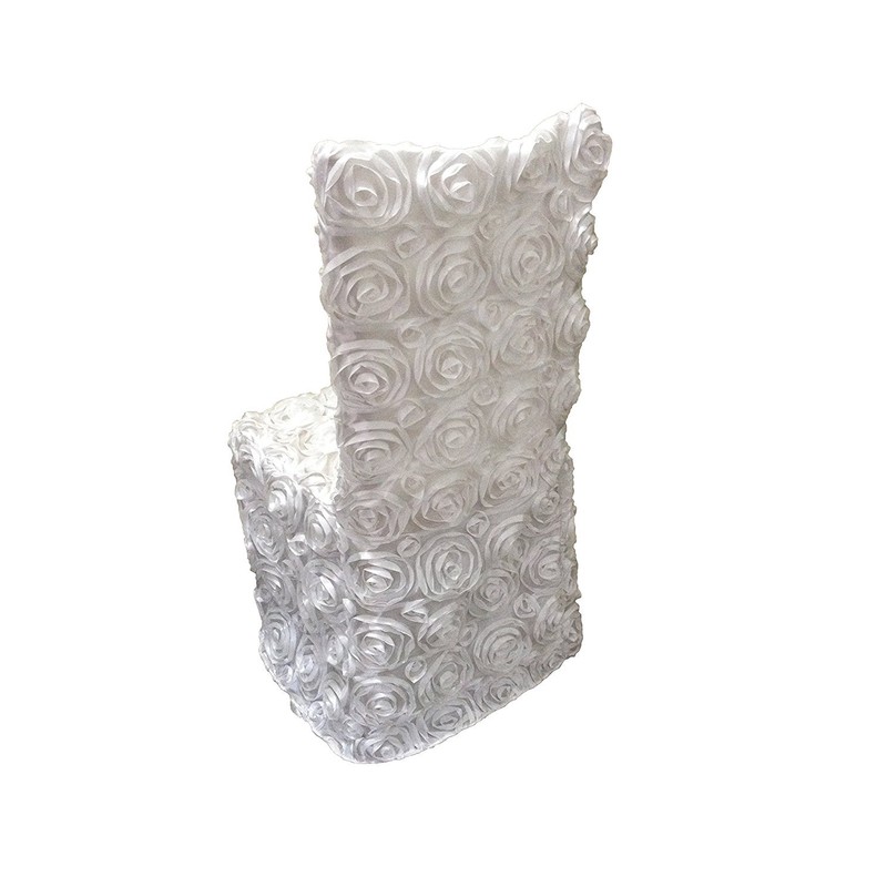 Luchuan White Rosette Banquet Chair Cover for Wedding (type 2)