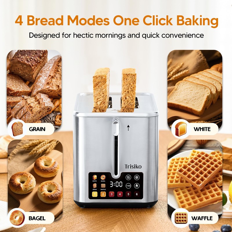 ® Touch Screen Toaster 2 Slice,Smart Toaster with Digital Timer,