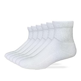Carolina Ultimate Unisex Non Binding Cotton Quarter Length Socks 6 Pair (White, Medium)