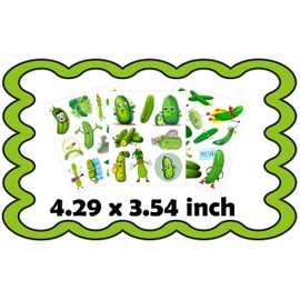 CupaPlay 300 PCS Cute Pickle Cucumber Tattoos Temporary Stickers for Kids - Vegetable Theme Party Supplies Decorations Birthday Fruit Party Favors Goodie Bag Stuffers Favors Prize(30 Sheets)
