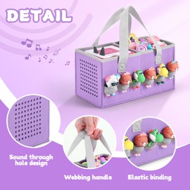 Portable Carrying Case Compatible with Toniebox Starter Set and Tonies Figurines,Travel Felt Cloth Musical Toy Folding Bag for Toniebox Accessories (Light Purple)