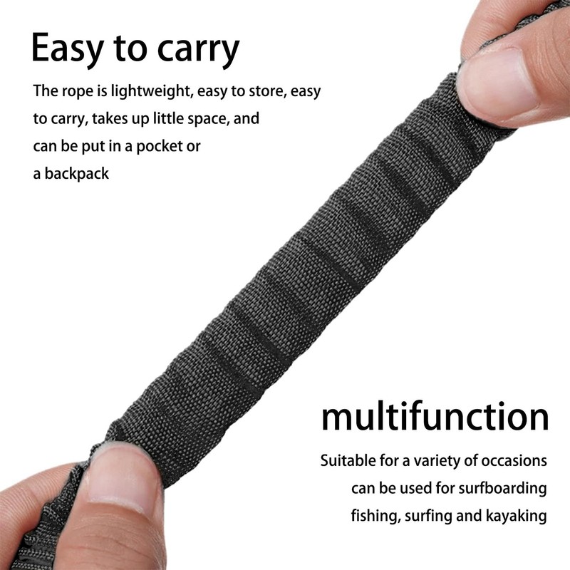 ATBUSS 2 Black Kayak Paddle Ropes, 2 Hooks, 1 Orange